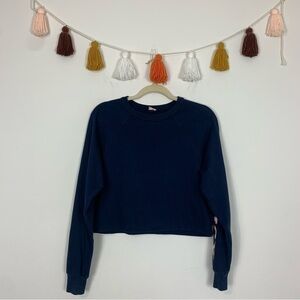 Juicy Couture Cropped Graphic Sleeve Navy Blue Sweatshirt Size XS